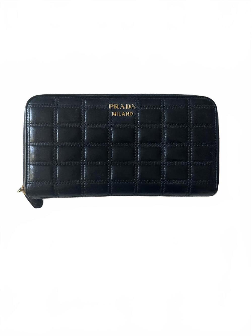 Prada Milano Navy Quilted Leather Zip-Around Wallet